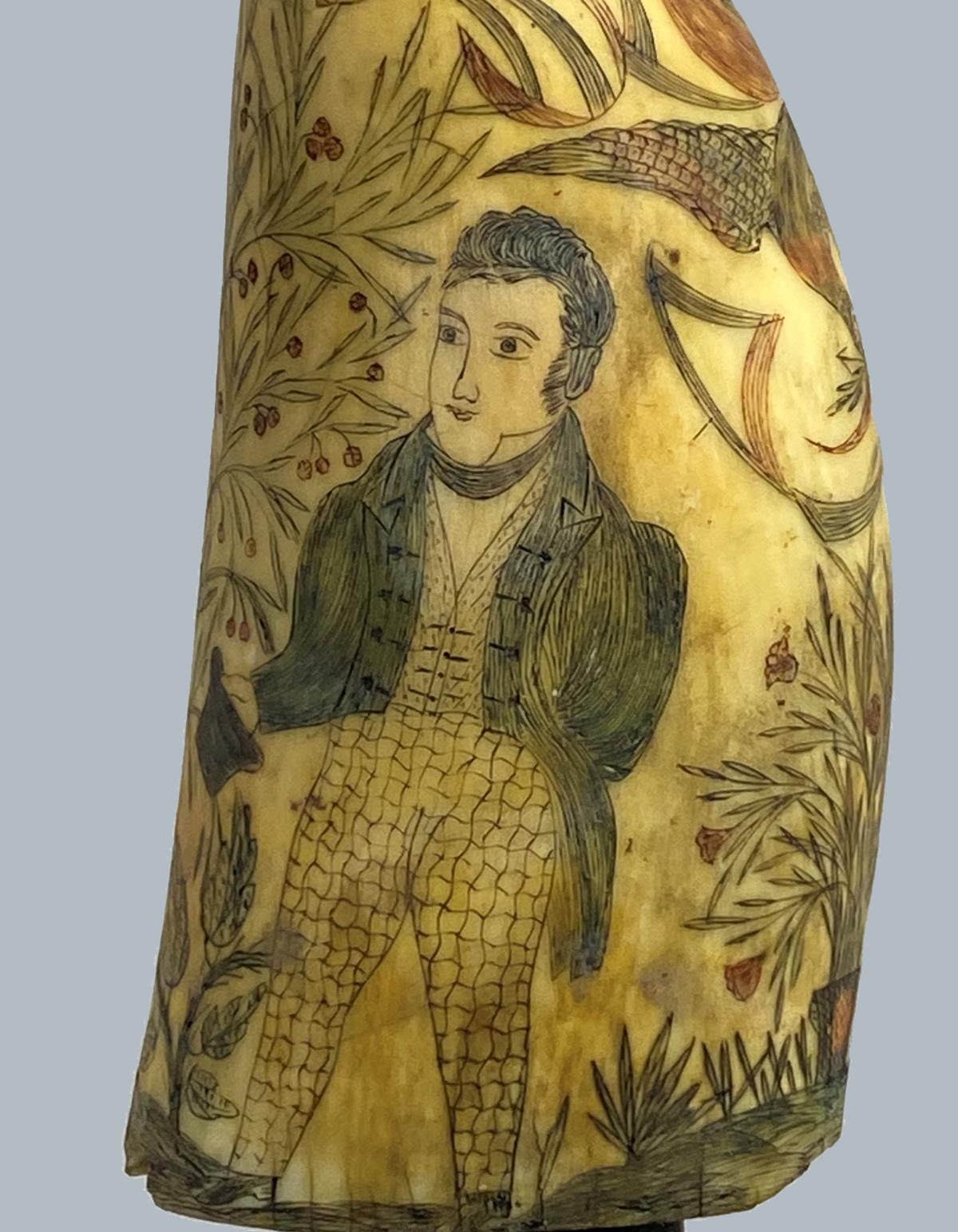 Scrimshaw Whale Tooth Side 1 Scrimshaw Whale Tooth Side 1